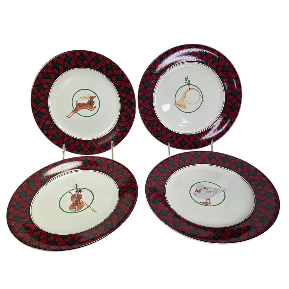 Sasaki Tartan Salad Appetizer Plates Set of 4 Xmas Charles Roberts Design Japan